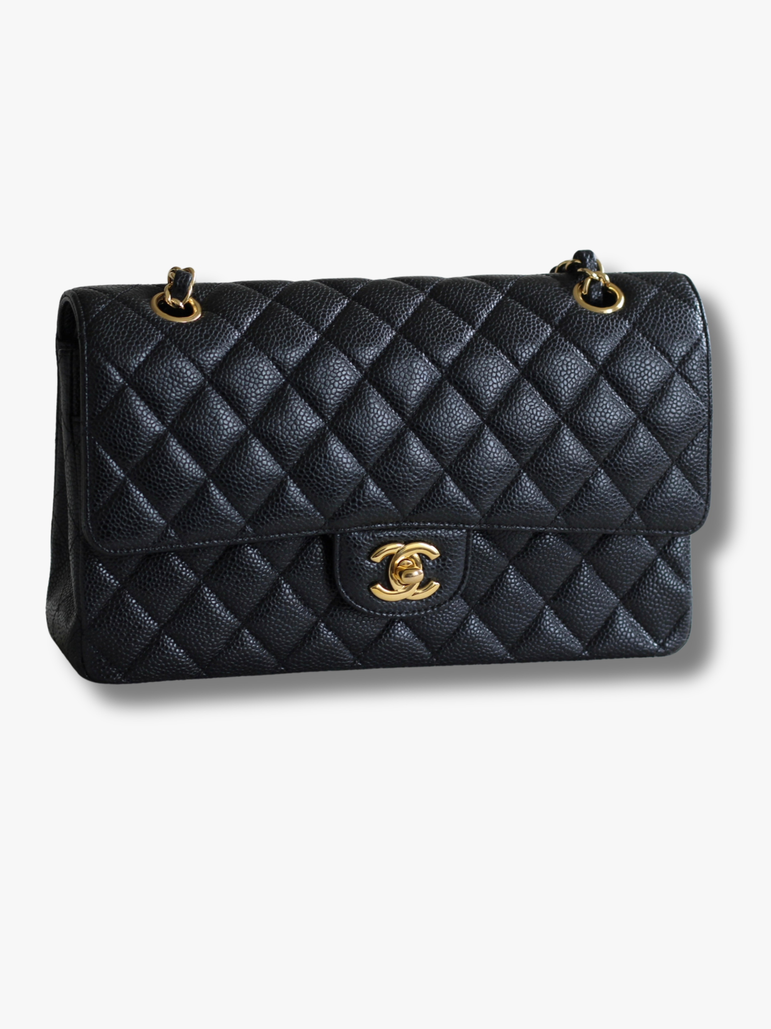 Chanel Black Caviar Medium Classic Double Flap with Gold Hardware